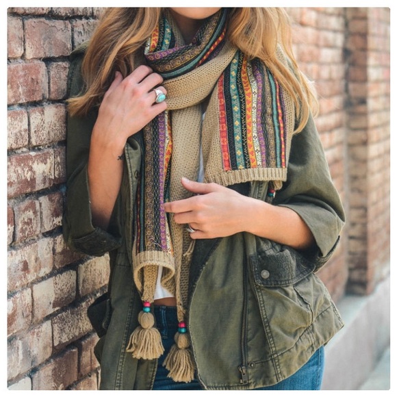 Bohemian Knit Braided & Tassel Scarf - Picture 6 of 8